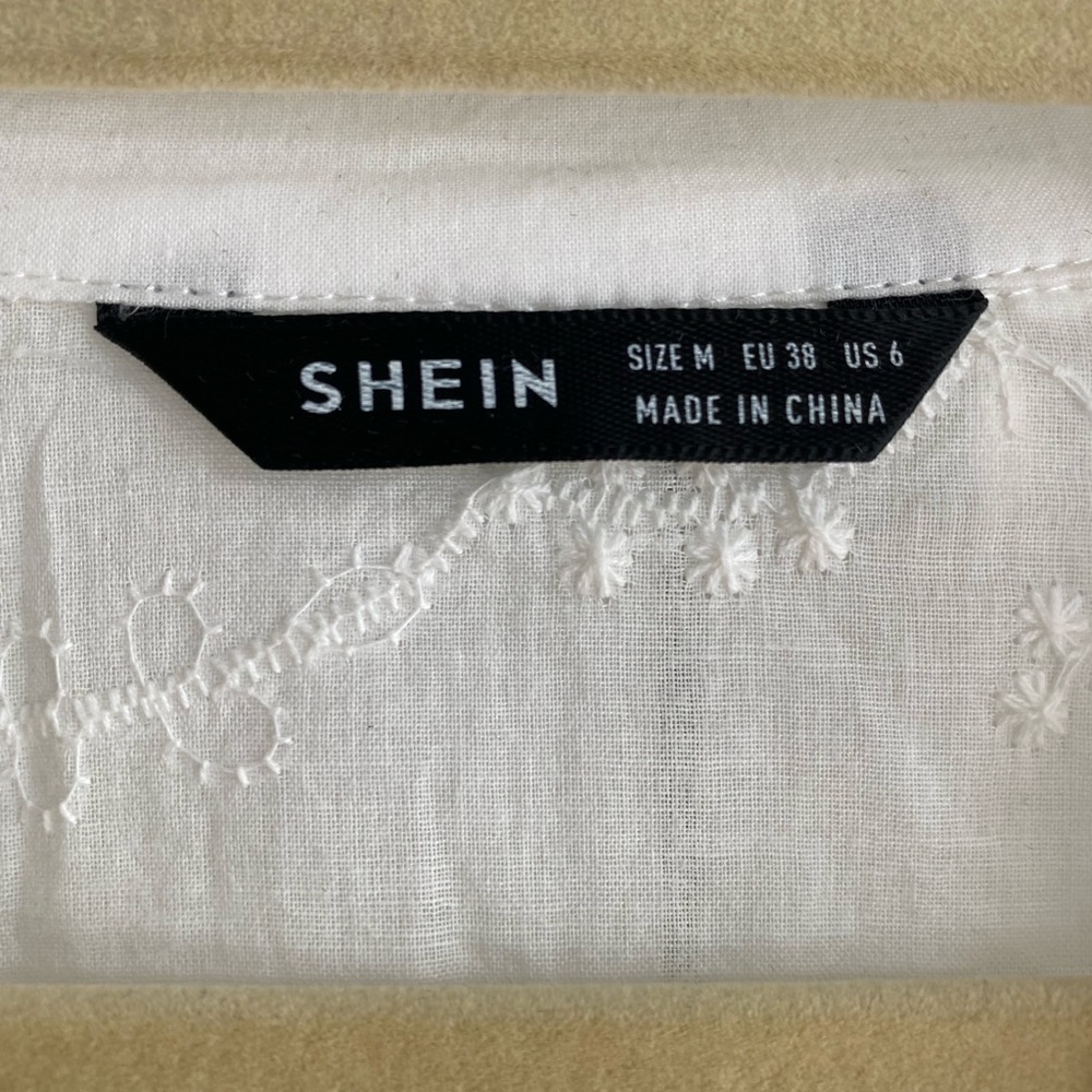 SHEIN - white floral embroidered blouse, size M